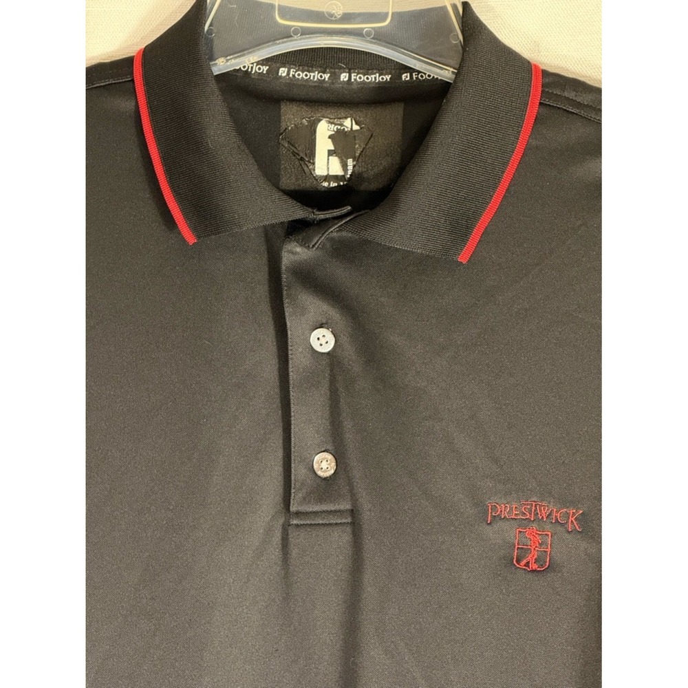 FootJoy Red Prestwick Golf Course Men's XL Black Polo performance